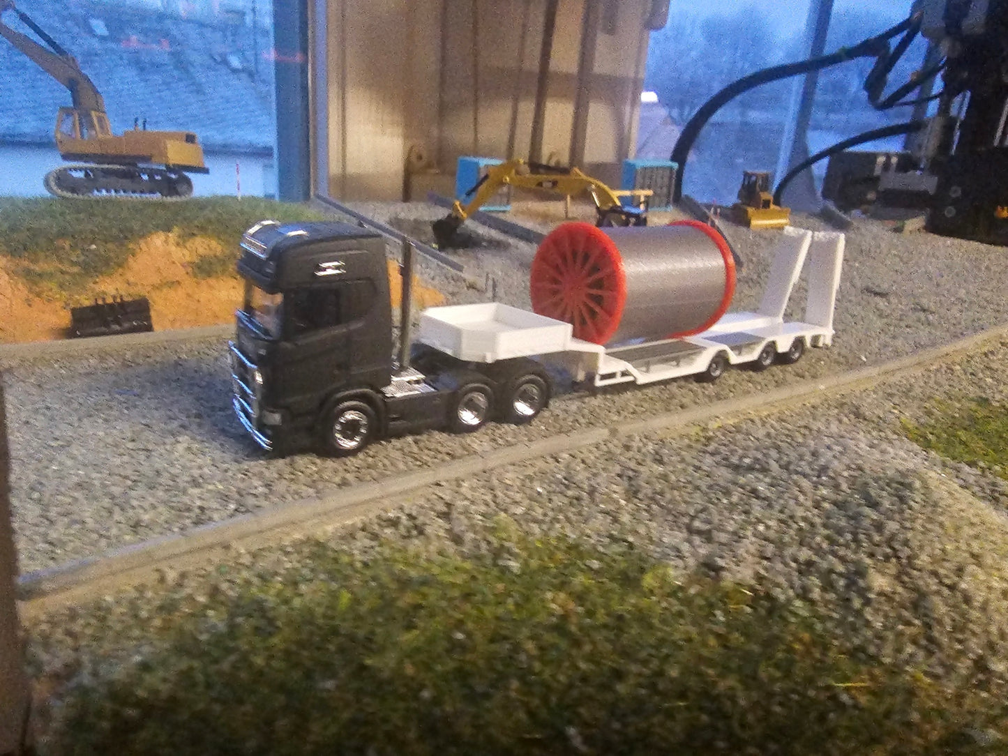 2x Stahlseil/ Seiltrommel (Seilbahn) 1/87 Ladegut Schwertransport