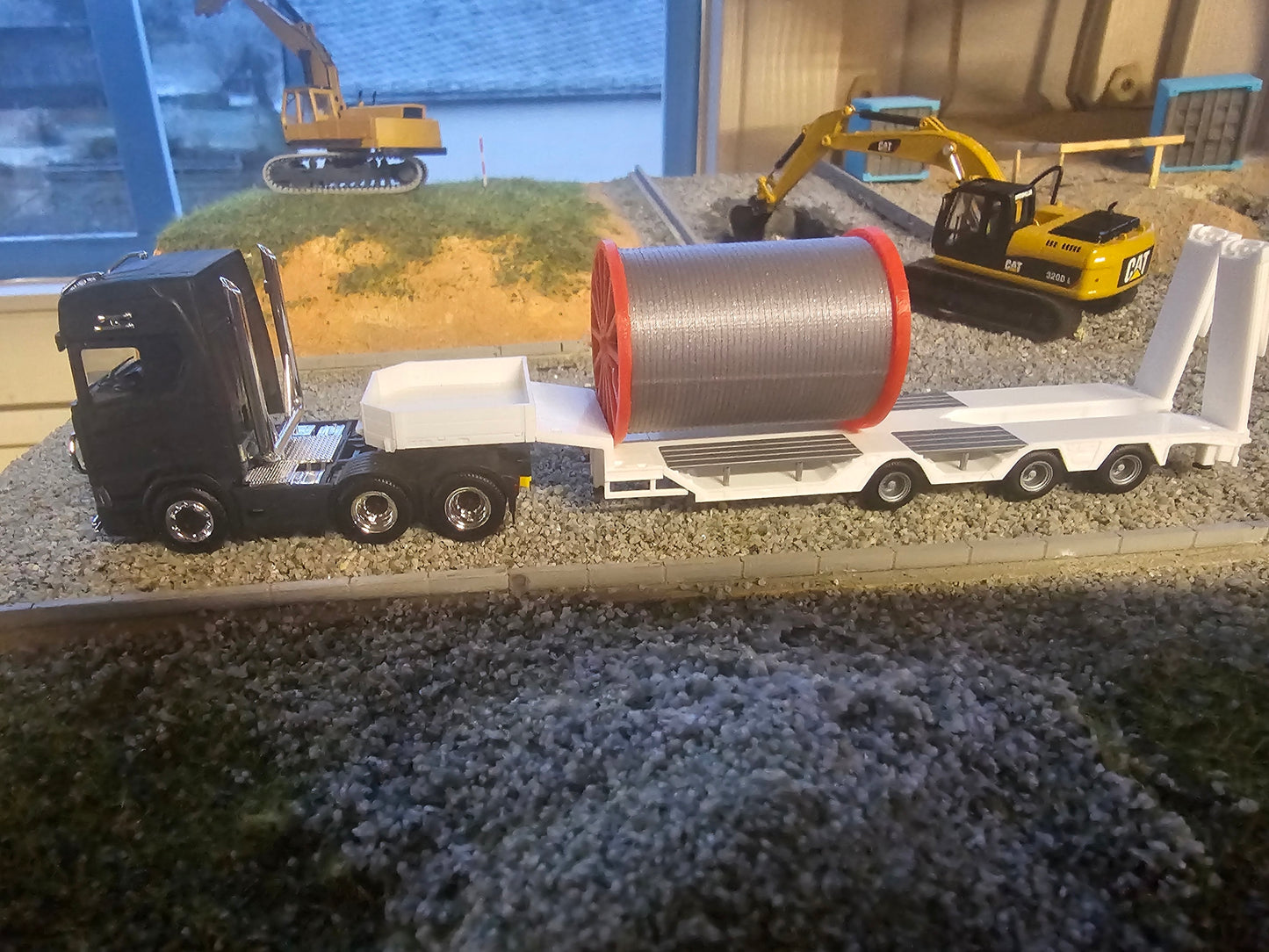 2x Stahlseil/ Seiltrommel (Seilbahn) 1/87 Ladegut Schwertransport