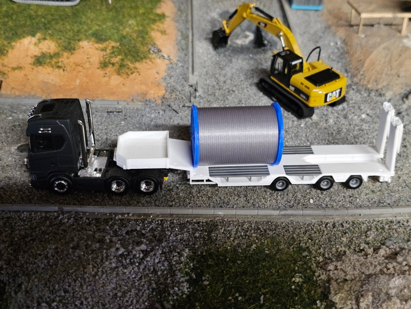2x Stahlseil/ Seiltrommel (Seilbahn) 1/87 Ladegut Schwertransport