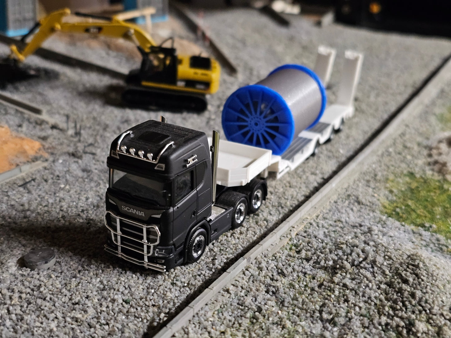 2x Stahlseil/ Seiltrommel (Seilbahn) 1/87 Ladegut Schwertransport
