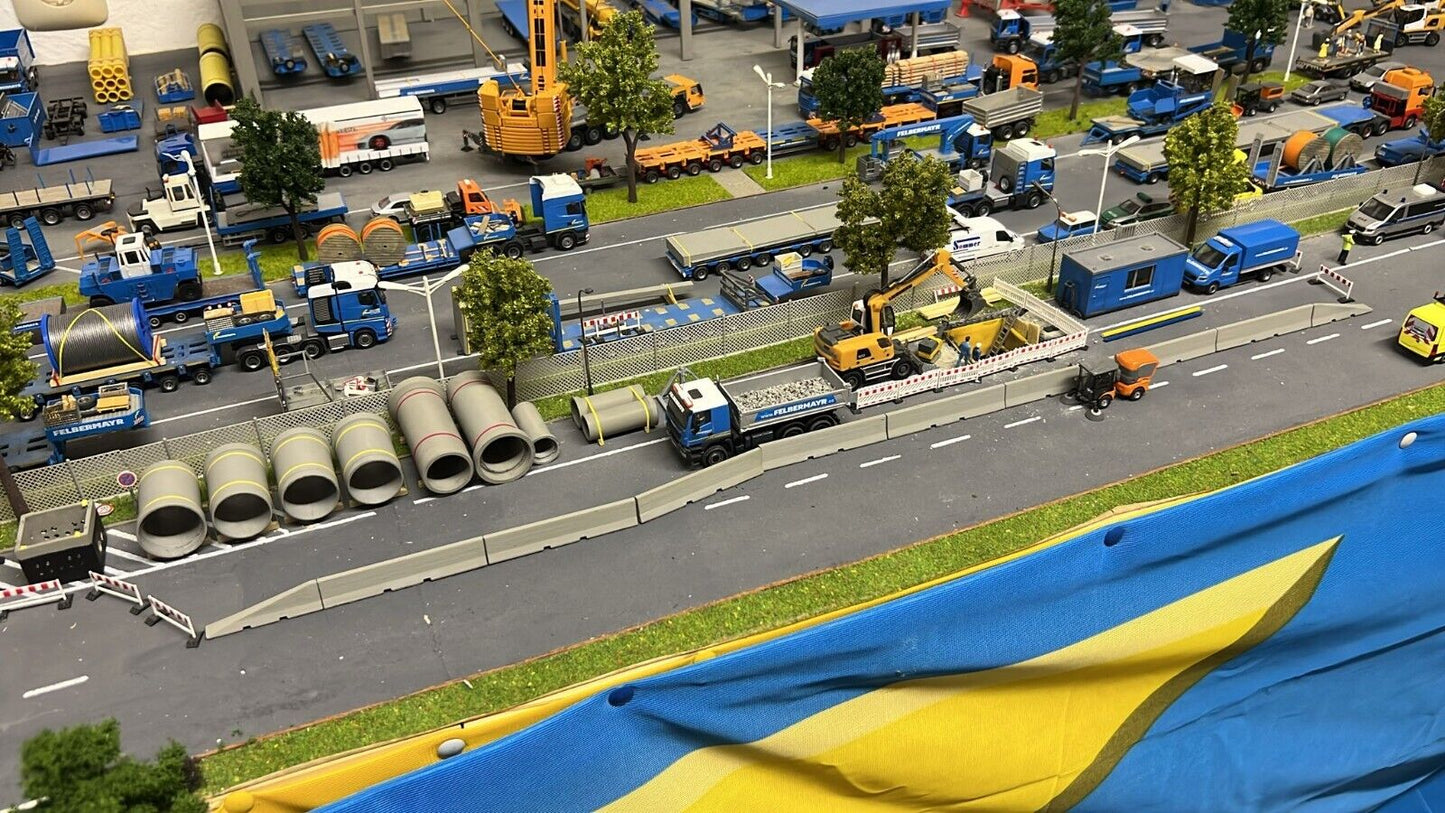 Beton Leitwand / Fahrbahnbegrenzung / Beton Absperrung 1/87 Ladegut H0